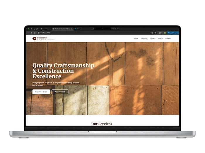 Laptop view of Local Business Website project